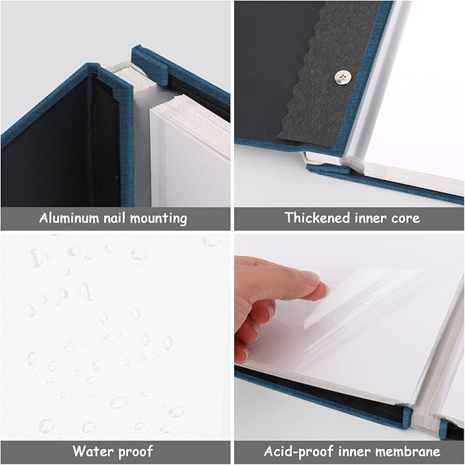 Zesthouse Large 18In Photo Album Self Adhesive 60 Pages, Scrapbook Albums with Sticky Page Holds 10x12 & 8x10 & 5X7 & 4x6 Pictures, DIY Photo Book Ideal Gift for Family Wedding Baby