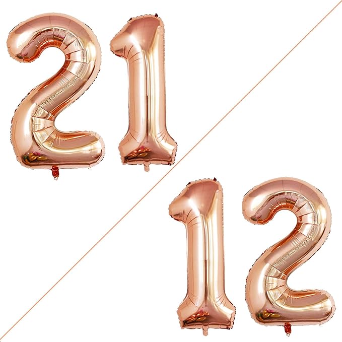 GOER Number 12 Balloons for 12th Birthday Sweet 12 Party Decorations,42 Inch Jumbo Foil Helium 21 Balloons for 21st Birthday Party Decoration (Champagne Gold)
