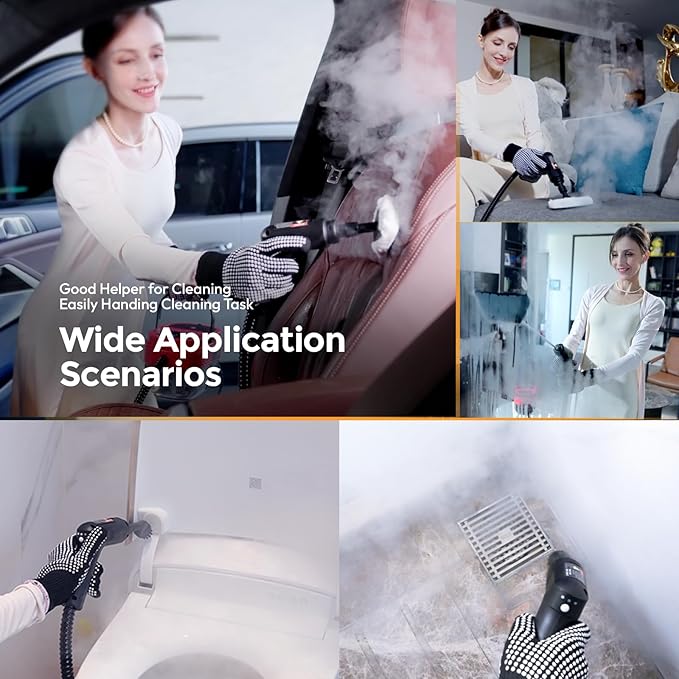 Steam Cleaner for Home, Steam Cleaner 2500w, High Pressure Steamer for Cleaning, 1.6L Water Tank, 3 Level Steam Control, High Heat Handheld Steamer for Kitchen, Bathroom, Upholstery, Car, Furnitur