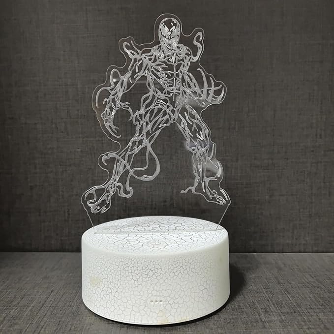 3D Alien Night Light, Super Hero Illusion Table Lamp with 16 Colors Remote Control Touch Lamp LED USB Night Light Desk Lamps Room Decorations Home Decor Holiday Gifts Birthday Gifts