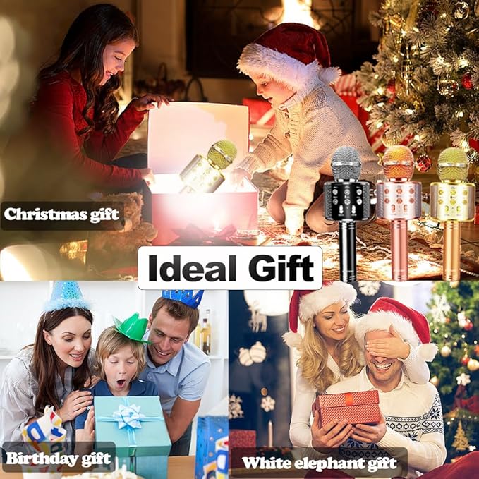 Microphone for Kids Voice Changer Karaoke Microphones Boy Girl Gifts Age 3-12 Portable Child Microphone Karaoke Kid Wireless Bluetooth Microphones Birthday