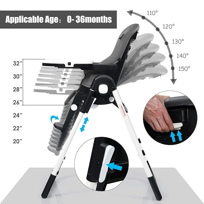 INFANS 4 in 1 High Chair–Booster Seat, Convertible Highchair w/Adjustable Height and Recline,Removable Tray,DetachableCushion, Installation-Free,Simple Fold for Baby, Infant& Toddler