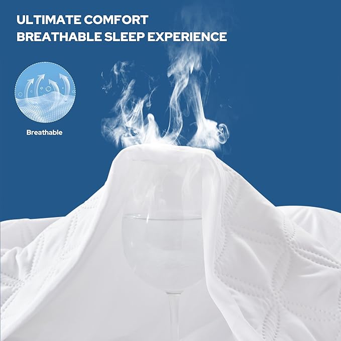 BEDLORE 2 Pack Waterproof Mattress Protector, Twin XL Size Mattress Pad with Deep Pocket Fitted Up to 6-15 inches, Soft Noiseless Single Bed Mattress Cover for Bedroom (White)