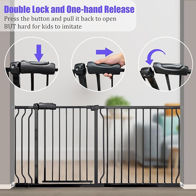 Extra Wide 76.4-81 Inch Large Baby Gates for Stairs, Doorways - No Drilling, Pressure Mounted Pet Gates for Kids & Dogs