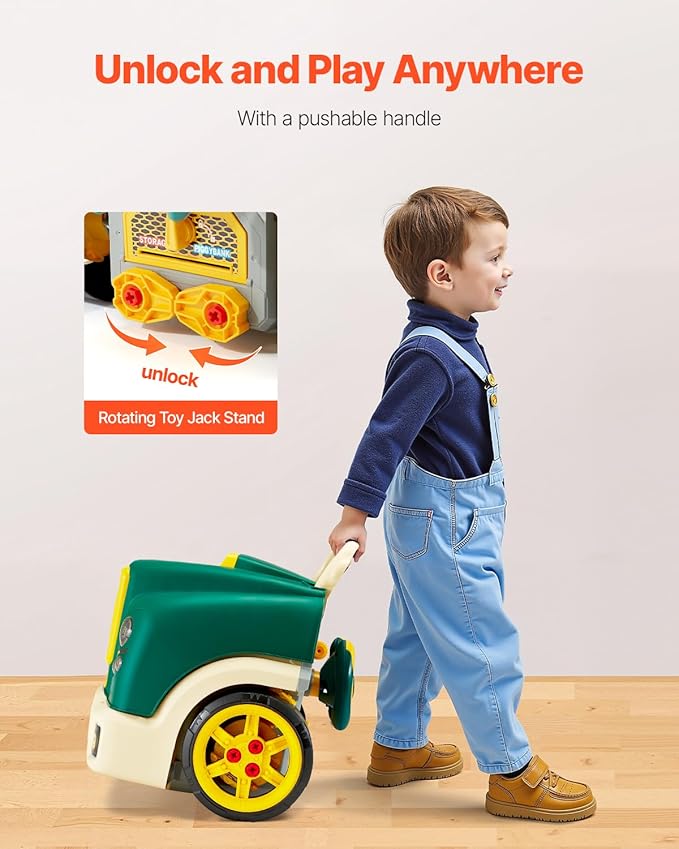 VEVOR Engine Toy, 60 Pieces, Kids Mechanic Car Repair Set with Removable Parts, Lights and Sounds, Steering Wheel and Horn, Kids Mechanic Workshop Set for Toddler Ages 3 Years and Up, Green