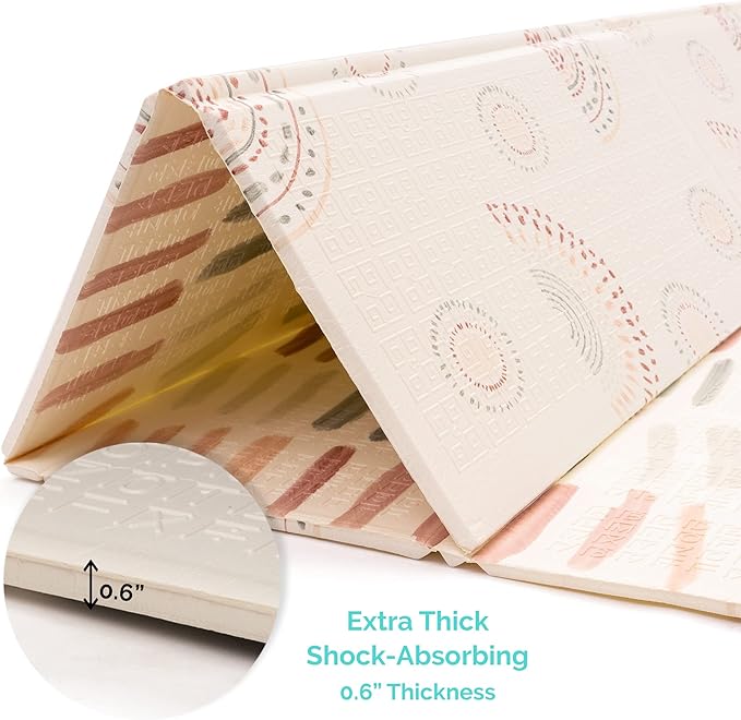 JumpOff Jo - Extra Large Waterproof Foam Padded Play Mat for Infants, Babies, Toddlers, Play Pens & Tummy Time, Foldable Activity Mat, 77 x 70 x 0.6 inches