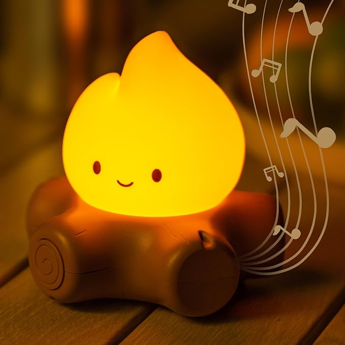 Cozy Campfire Nightlight with Soothing Nature Sounds, White Noise Night Light for Baby Adult, Rechargeable, Cute Flame Lamp, Best Gift for Kids Bedrooms Camping Trips