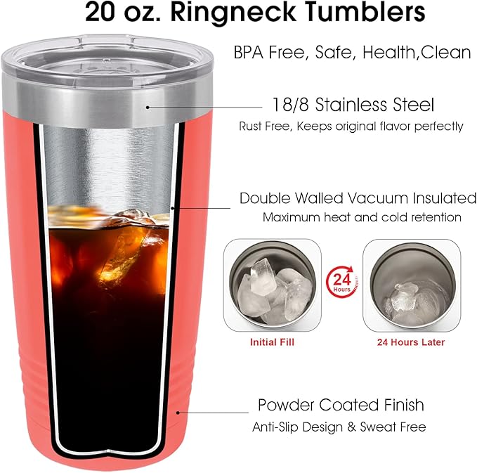 Personalized Tumbler for Women, Custom Name Travel Coffee Mug, Valentines Day Gifts for Her, Mother’s Day Gift for Mom, Sports Tumbler, Birthday Gift Idea, Gift for Her (Coral, 20oz)