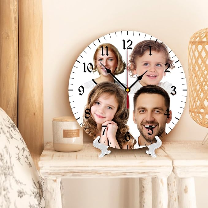 Generic Custom Wall Clock Personalized Clocks with Photo Text Logo Customize Gifts for Kitchen Bathroom Home Family Friends Gifts, 10inch-25cm