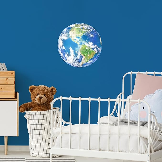Glow in The Dark Earth for Ceiling, Luminous Planet Wall Sticker, Kids Bedroom Wall Decal, Sticky Fluorescence Earth, Gift for Boys and Girls (Green)