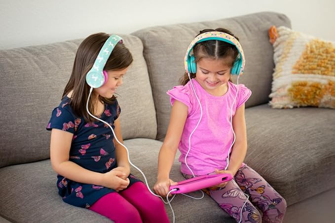 Snug Play+ Kids Headphones – Volume Limited 93dB for Safe Listening – Foldable, Durable Headphones for Toddlers, Boys & Girls – Tangle-Free Cord – Ideal for Travel, School, Tablets - Pineapples