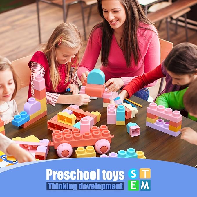 Soft Block Sets for Toddler Aged 2 3 4 5 6 Years Old.Preschool Toy for Early Childhood Education and I-Interactive.Toddler Block Toys with 101 Pieces and Storage Bag.Gift Ideas for Kids Age 18+ mouths