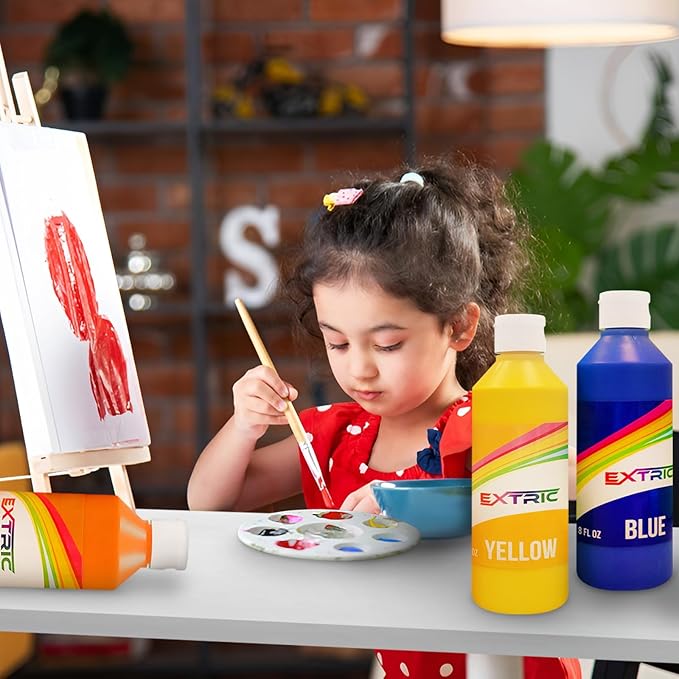 Washable Paint Set for Kids 6 Colors, Non Toxic Kids Painting Set, Tempera Bulk Paint 8 oz, Classroom Paints for Toddlers Art, craft, Home Finger Paints projects