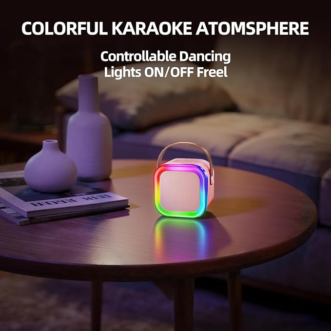 Kinglucky Mini Karaoke Machine for Kids, 2025 TOP Birthday Gifts Ideas for 3-12 Year Old Girls, Christmas Party Gifts Kids' Personal Video Players Accessories with Wireless Microphone - Pink