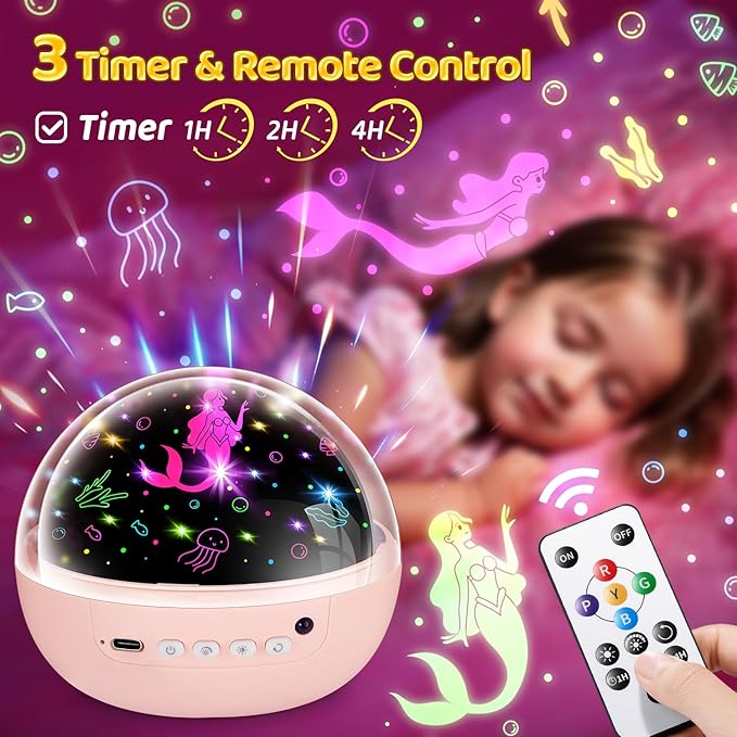 PIKOY Girl Toys, 【3 Slides+96 Projections】 Star Projector & Unicorn Toys & Princess Toy, 2-8 Year Old Girl Birthday Gift, Juguetes para Niñas, Toys for Girls 8-10, Princess Room Decor & Mermaid Toy
