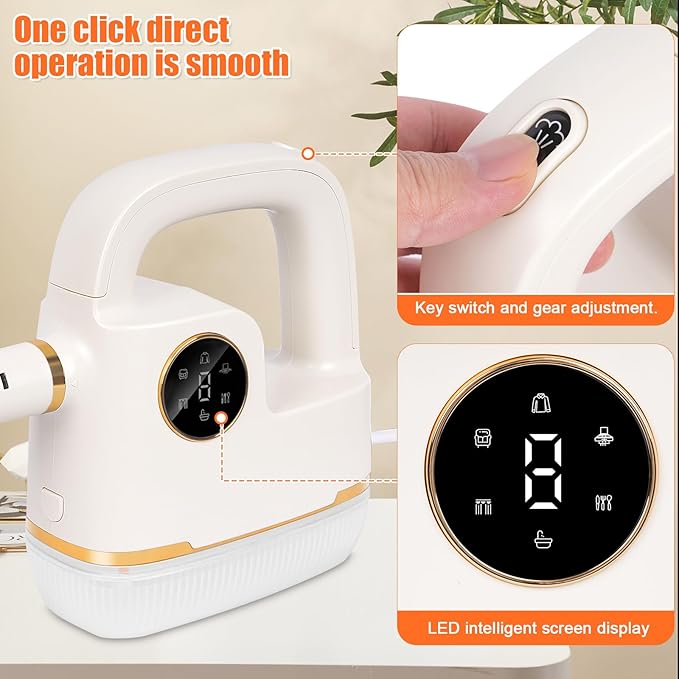 Handheld Steam Cleaner [One Click Clean] Steamer for Cleaning 10-in-1 High Pressure Steam Cleaner for Home/Car Detailings/Fabric etc. Separate Design|Digital Display|Two Cleaning Methods