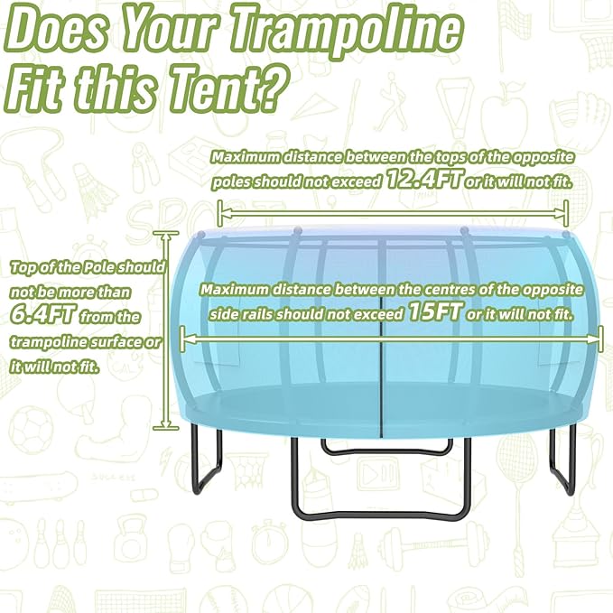 Gardenature 10FT/12FT/14FT Trampoline Tent(Tent Only), Fit Round Trampolines, Shade Cover with LED Light, Outdoor Trampolien Accessories, Anti-Tear, Beige