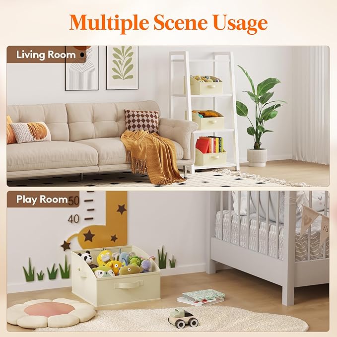 Lifewit Storage Baskets for Shelves, 6 Packs Non-woven Fabric Trapezoid Closet Organizer Bins with Handles, Foldable Clothing Containers Box for Clothes, Toy, Towel, Book, DVD, Hats, Small-Beige