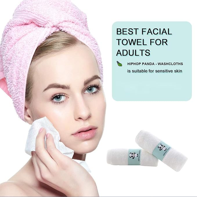 HIPHOP PANDA Baby Washcloths, Rayon Made from Bamboo - 2 Layer Ultra Soft Absorbent Newborn Bath Face Towel - Reusable Baby Wipes for Delicate Skin - Purple, 30 Pack