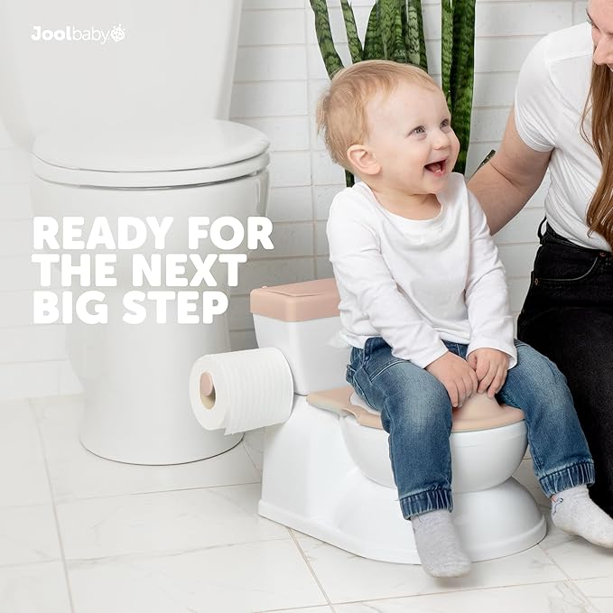 Real Feel 2-in-1 Potty with Wipes Storage, Flushing Sounds & Disposable Liners - Realistic Toilet - Easy to Clean & Assemble - Jool Baby (Pink)