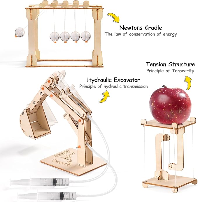 STEM Science Kits for Kids Ages 8-12 8-10, Wood Building Crafts Kits for Boys 6-8, STEM Toys for Boys Age 8-12 6 7 10 11 13 Years Old Gifts, Engineering Experiment Projects, 3D Wooden Puzzles 8-13
