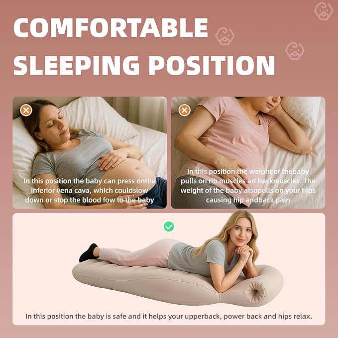 Inflatable Pregnancy Belly Mattress, Float with Abdominal Hole Full Body Inflatable Bed for Pregnant Women, The Best Pregnancy Pillow for Sleeping Prone - Relieves Back Hip Pain