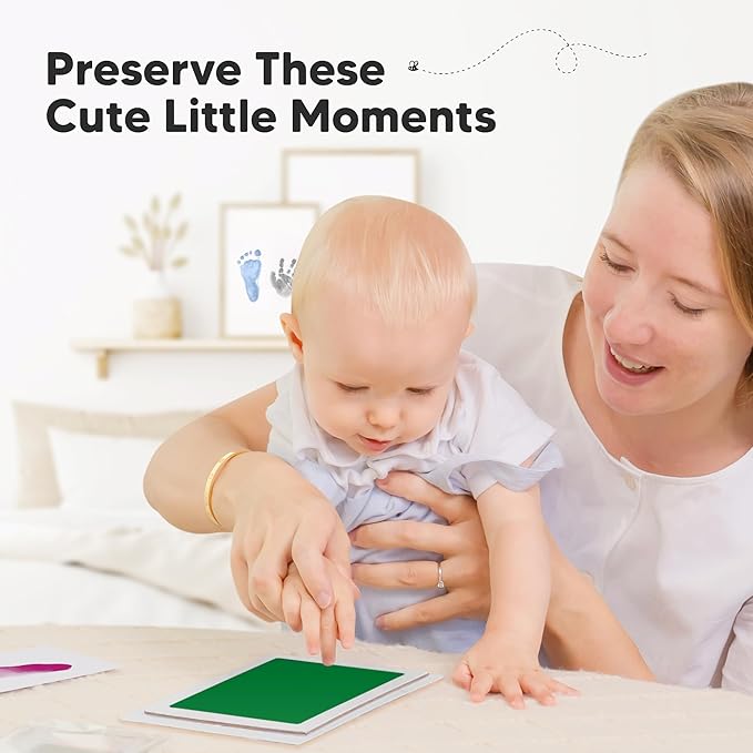 4-Pack Inkless Baby Hand and Footprint Kit - Mess Free Ink Pad for Newborn Keepsake, Dog Nose & Paw Print Kit, Clean Touch Ink Pad for Baby Hand & Footprints, Ideal New Mom Gifts (Holidays, L)