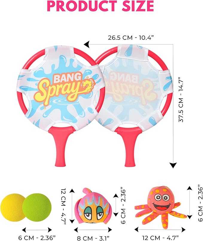 Water Paddle Toss Game with Floating Octopus Ball, Fun Pool Toys Set, Beach Games for Family, and Pool Water Play Set for Friends