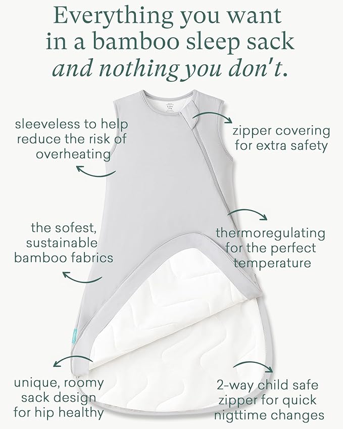 Supersoft Sleep Sack 1.0 TOG, Premium Bamboo Viscose Baby Sleeping Bag 2-Way Zipper Sleep Sack Baby Wearable Blanket