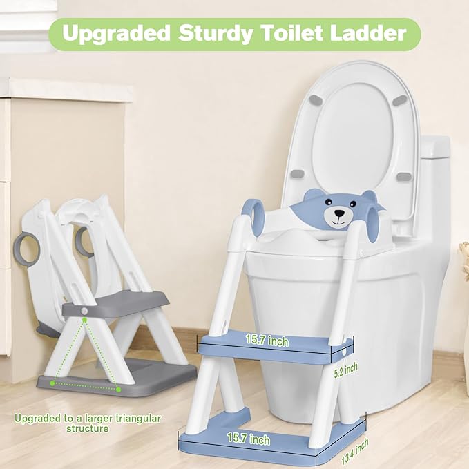 Toilet Seat, Potty Training Seat for Toddler, Upgraded 2-in-1 Potty Toilet Training for Boys and Girls,Waterproof Cushioned Mat with Non-slip Step Stool