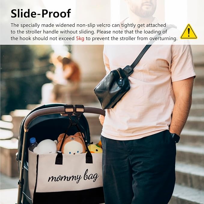 TOPDesign Universal Baby Stroller Organizer, Stroller Caddy with Detachable Mesh Bag & Heightened Insulated Cup Holders & Non-Slip Secure Hooks Accessories, Fits Most Strollers (Dogs)