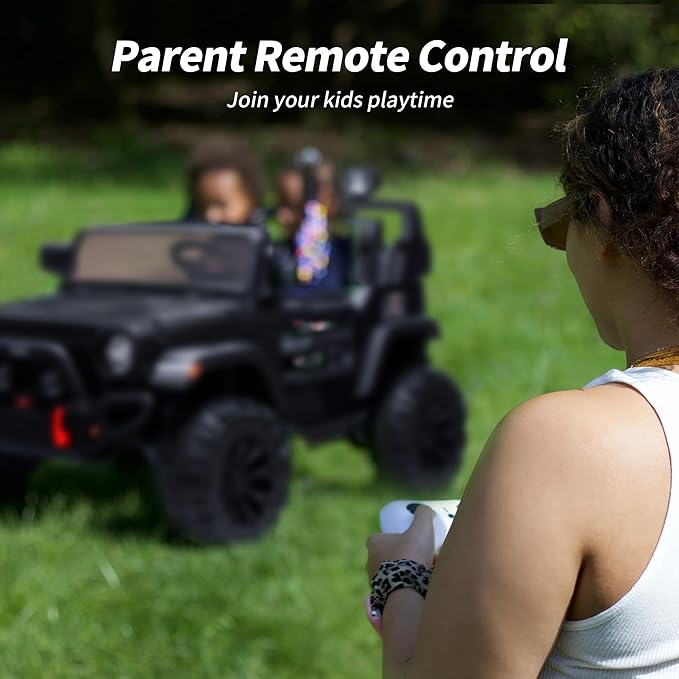 2 Seater Ride on Car Truck, 12V Kids Electric Ride on Toy for Big Kids Age 3-8 w/Remote Control- Black