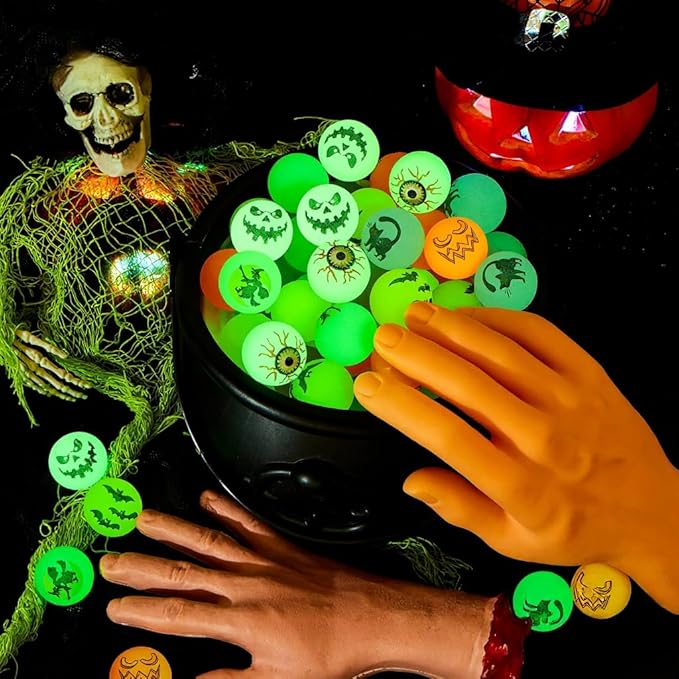 Halloween Decorations, Glow in The Dark Balls, 72 Packs , Party Favors and Goodie Bag Fillers