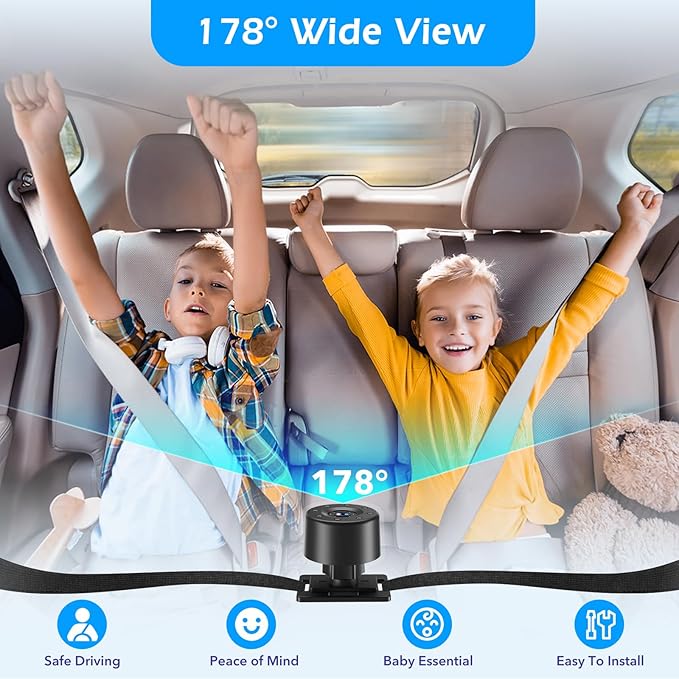 7" Baby Car Camera, FHD IR Night Vision Baby Car Mirror - IPS Display Rear Facing Monitor with 178° Wide Angle, Safe Driving for New Parents, Infants, Kids & Toddlers