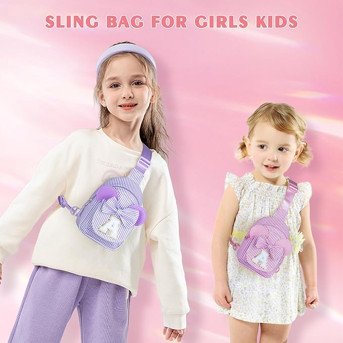 Sling Bag for Kids, Birthday Gifts for Little Girl, Small Cute Bag for Little Girls Kids, Initial Small Sling Bags for Girl Kid Daughter (Pink I)