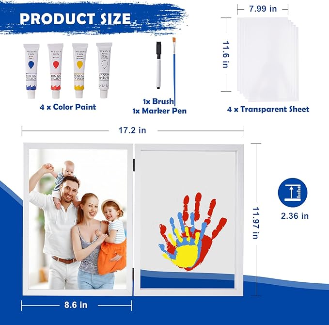 Family Handprint Kit with Picture Frame – DIY Hand Print Keepsake Gift for Parents & Kids, Handprint Craft for Family Memory Making & Home Decor (with Picture Frame)