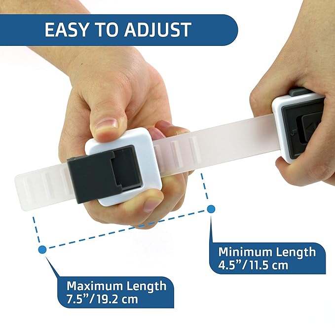 Child Safety Locks (4-Pack) - Baby Proof Cabinets, Drawers, Toilets & Appliances- Adjustable Strap Length, Double Lock Option - Easy Latch for Adults to Open