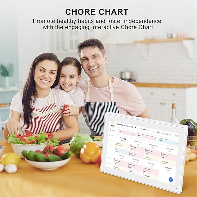 15.6 Inch Smart Digital Calendar Wall Planner & Chore Chart, IPS FHD 1920x1080 Touchscreen Interactive Display for Family Schedules, Streamline Household Organization