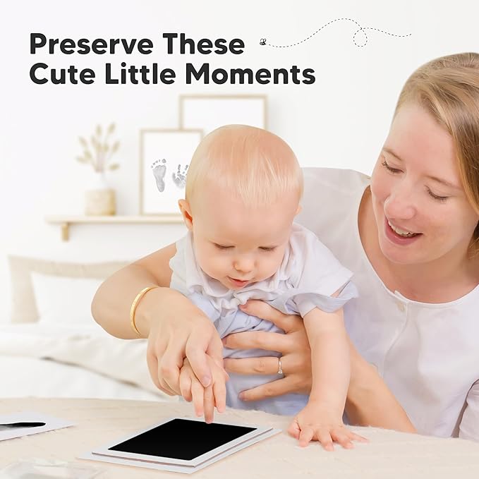 4-Pack Inkless Baby Hand and Footprint Kit - Mess Free Ink Pad for Newborn Keepsake, Dog Nose & Paw Print Kit, Clean Touch Ink Pad for Baby Hand & Footprints, Ideal New Mom Gifts (Jet Black, L)