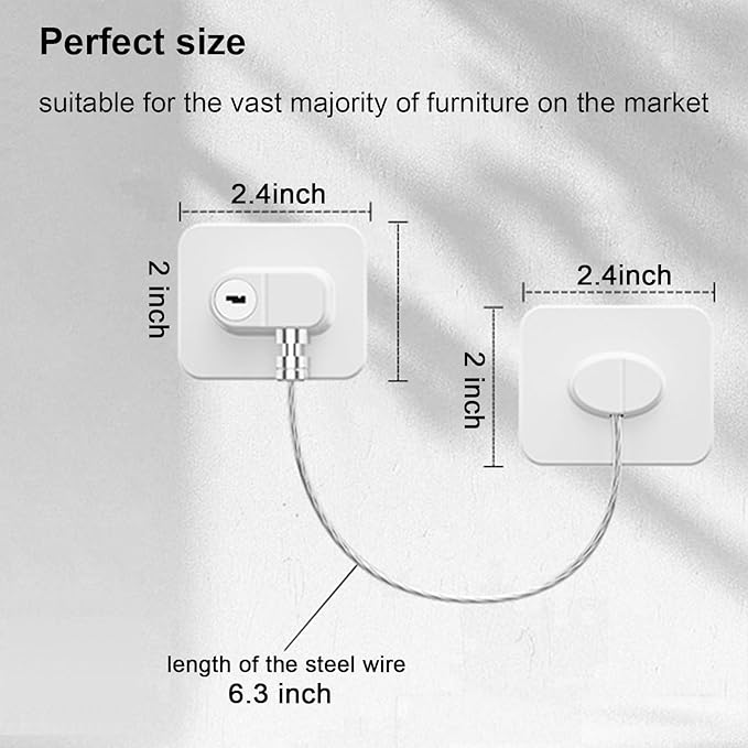 Fridge Lock (2 Pack),Refrigerator Lock with Keys,for Fridge, Cabinet Locks, Drawers, Dishwasher, Toilet and Child Safety Cabinet Locks, 3M Adhesive No Drilling (White)