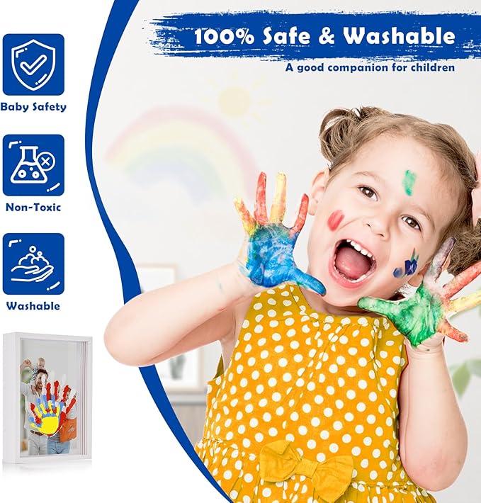 Family Handprint Kit with Picture Frame – DIY Hand Print Keepsake Gift for Parents & Kids, Handprint Craft for Family Memory Making & Home Decor (with Picture Frame)