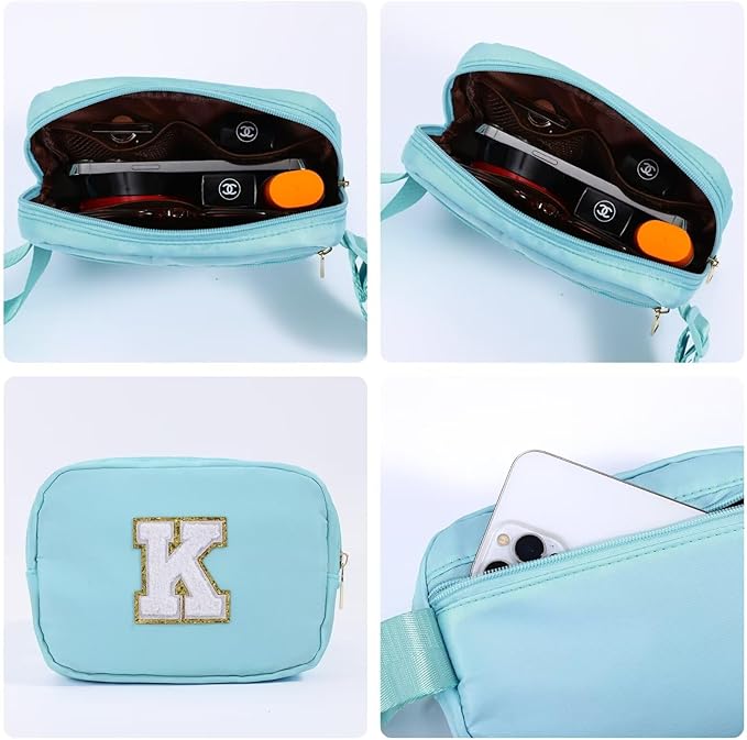 YOOLIFE Birthday Gifts for Women - 30th 40th 50th 60th 70th Birthday Gifts for Mom Daughter Her Friend Sister Girlfriend, Personalized Gifts Christmas Gifts, Initial Belt Bag Crossbody Bags, Blue S