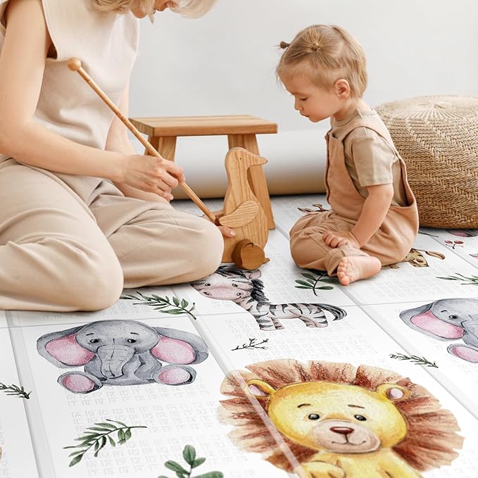 79 x 71 Foldable Large Play Mat for Babies, Non Toxic Foam Play Mat, Thick & Waterproof Baby Playmat for Floor, Anti-Slip Baby Playpen Mat for Toddlers