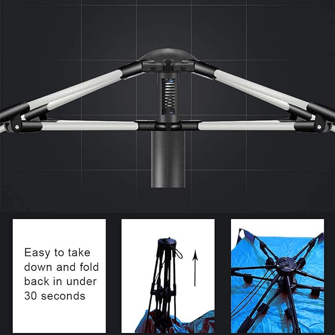 Oileus X-Large 4 Person Beach Tent Sun Shelter - Portable Sun Shade Instant Tent for Beach with Carrying Bag, Stakes, 6 Sand Pockets, Anti UV for Fishing Hiking Camping, Waterproof Windproof, Blue