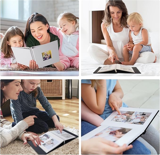 RECUTMS Photo Album Self Adhesive Magnetic Scrapbook 4x6 5x7 8x10 Pictures Scrapbook Album, 40 Pages Photo Book for DIY Baby Family Wedding with Metal Pen and Plastic Board (Brown)
