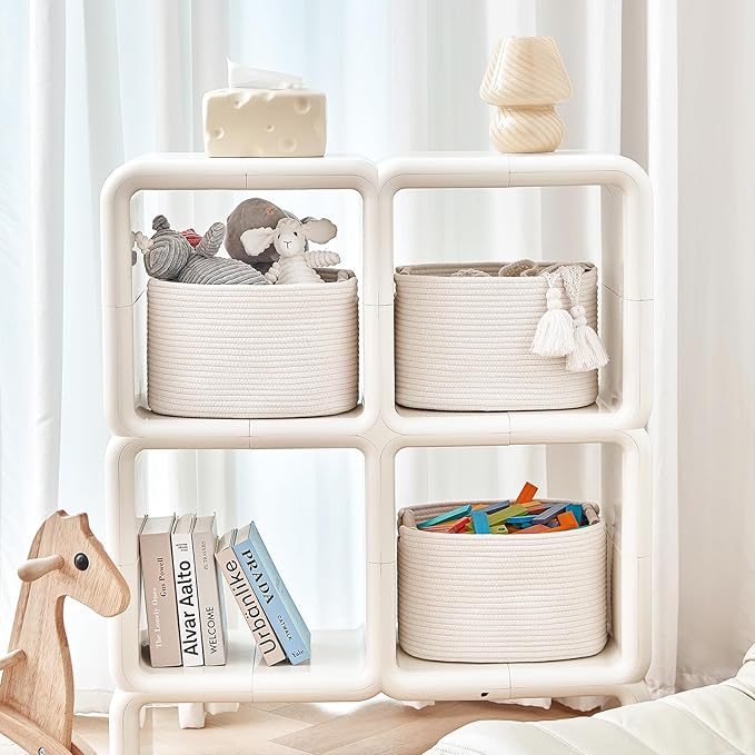 3 Pack Storage Basket for Cabinet and Toy Organization - 13"x9.8"x8.7" Baskets for Storage - Baby Toy Bin - Toy Storage Organizer - Ideal for Empty Gift Baskets to Fill-White