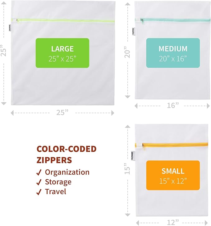 Mesh Laundry Bag for Delicates, Wash Bag for Underwear and Lingerie, Makeup Organizer Bag (1 Large, 2 Medium, 2 Small)