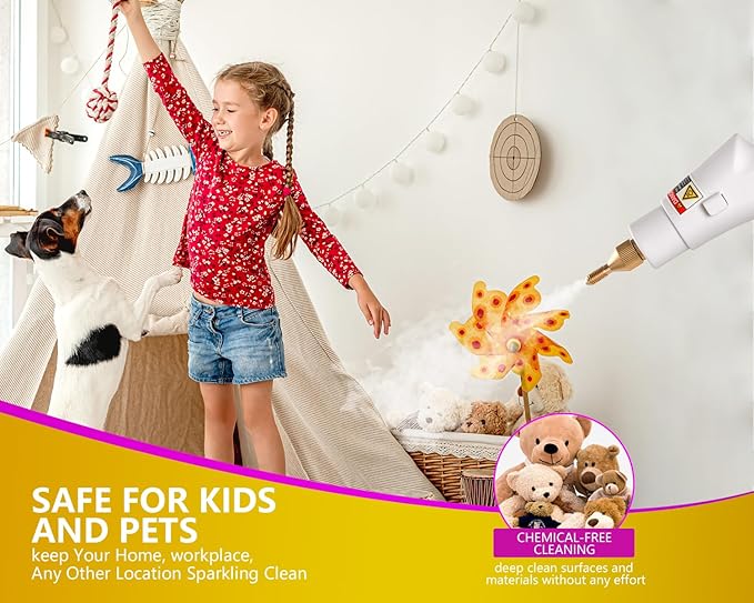 Handheld Steam Cleaner for Home, 2500W High Pressure Steamer for Cleaning, 9-Level Multipurpose Steam Cleaner for Car Floor Upholstery Kitchen Bathroom Grout Tile, 14 Accessories Included, Blue