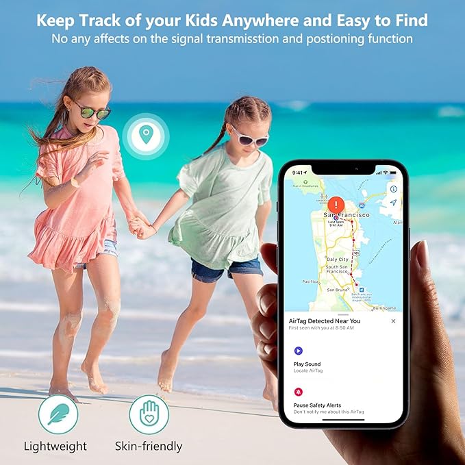 Waterproof Airtag Bracelet,2 Pack Luminous Hidden Airtag Wristband,Anti-Lost Silicone Air tag Holder Case,Air-tag Case Cover Watch Band GPS Tracker-Blue+Yellow