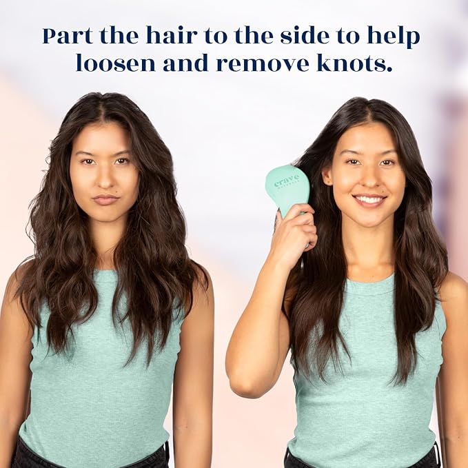 Crave Naturals Glide Thru Hair Brush - Detangler Brush for Curly, Straight, Wet or Dry Hair - Gentle Detangling Brushes for Adults, Kids, Toddlers - Hair Accessories for Women, 7.5"x3" - Blue